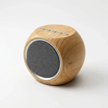 Eco-friendly bamboo wireless bluetooth speaker studio view for Advertising Point UAE