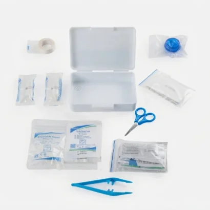 Secure white box for first aid kit with 16 essential items studio view for Advertising Point UAE