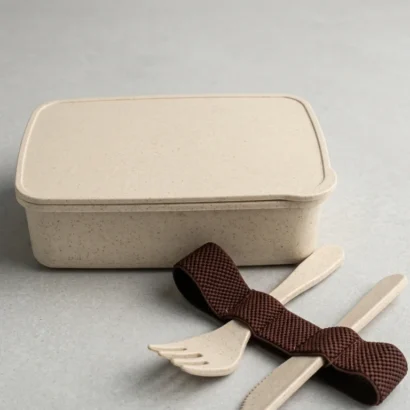 Custom branded eco-friendly office lunch box studio view for Advertising Point UAE
