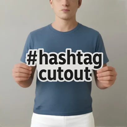 Custom hashtag cutouts studio mockup showcasing typography for Advertising Point UAE