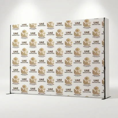 Custom straight pop up display stand studio view for Advertising Point UAE