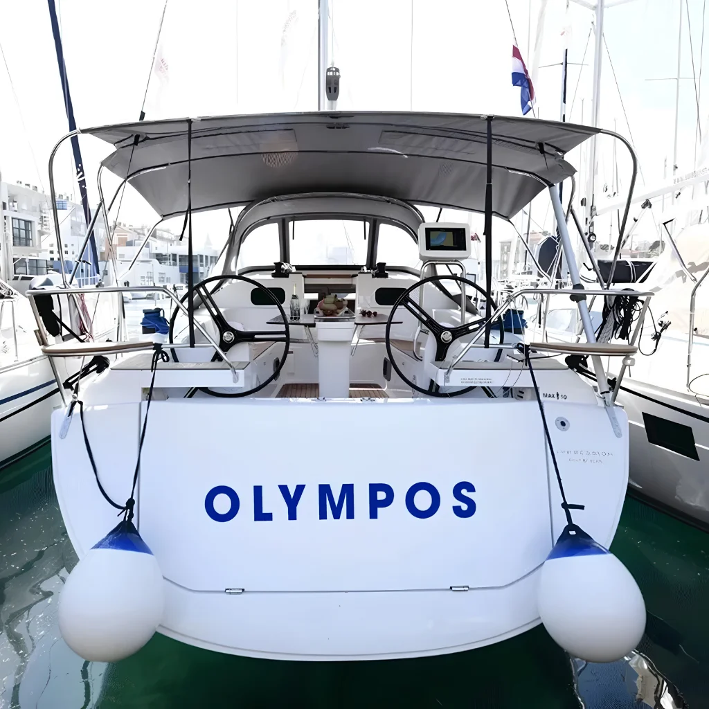 Custom vinyl sticker for yacht installed on a luxury vessel in a Dubai