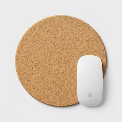 Eco-friendly round natural cork mouse pad studio view for Advertising Point UAE