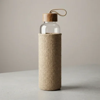 Premium borosilicate glass water bottle studio view for Advertising Point UAE