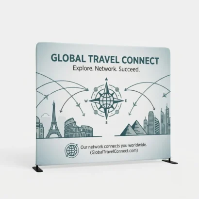 Custom straight fabric pop up display stand studio view for Advertising Point UAE