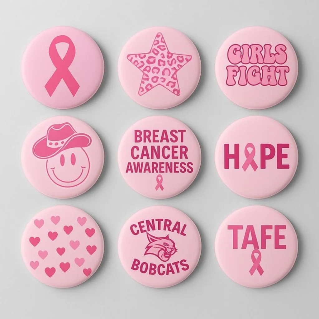 Pink October ribbon pin & Badges for corporate awareness campaigns – Advertising Point Dubai & Abu Dhabi
