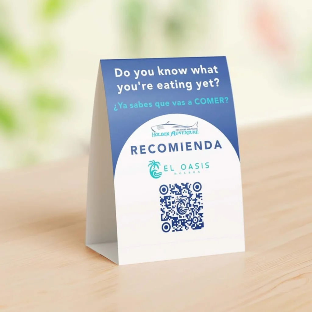 Table tent cards with QR code menu for restaurants UAE